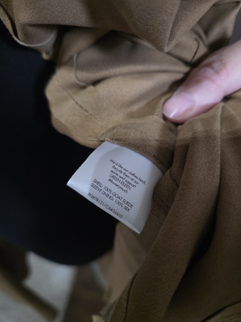 Eileen Fisher Camel Suede Open Drape Leather Jacket - Picture 5 of 5